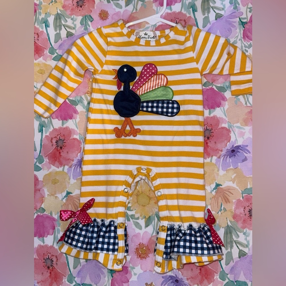 Striped Turkey Applique One Piece